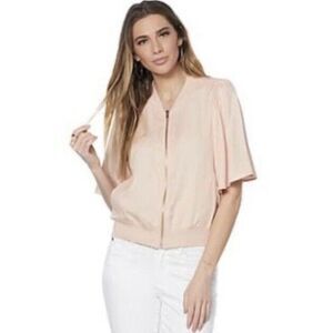 Eva Longoria 3/4 Sleeve WashedCropped Jacket Size 1X Salmon